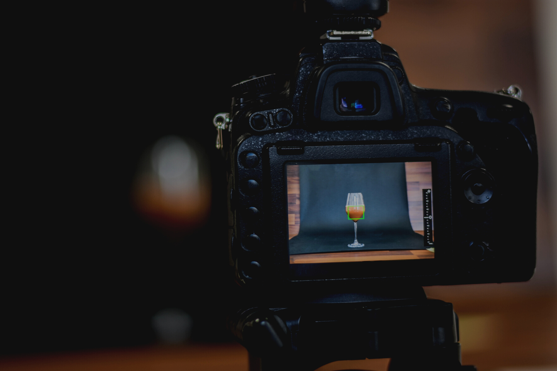 Product photography - View through the camera screen